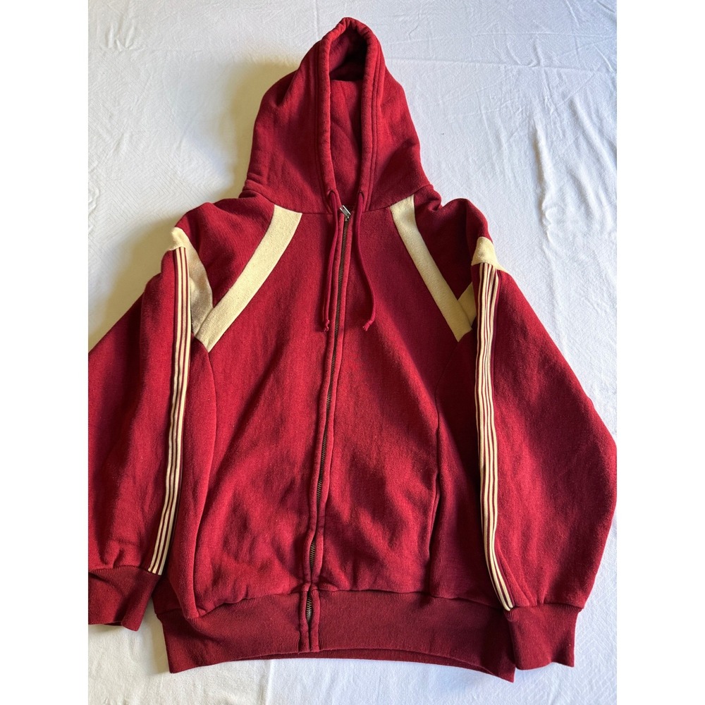 Vintage IMM Apparel East Germany Full Zip Hoodie Red Striped Mens Medium GDR